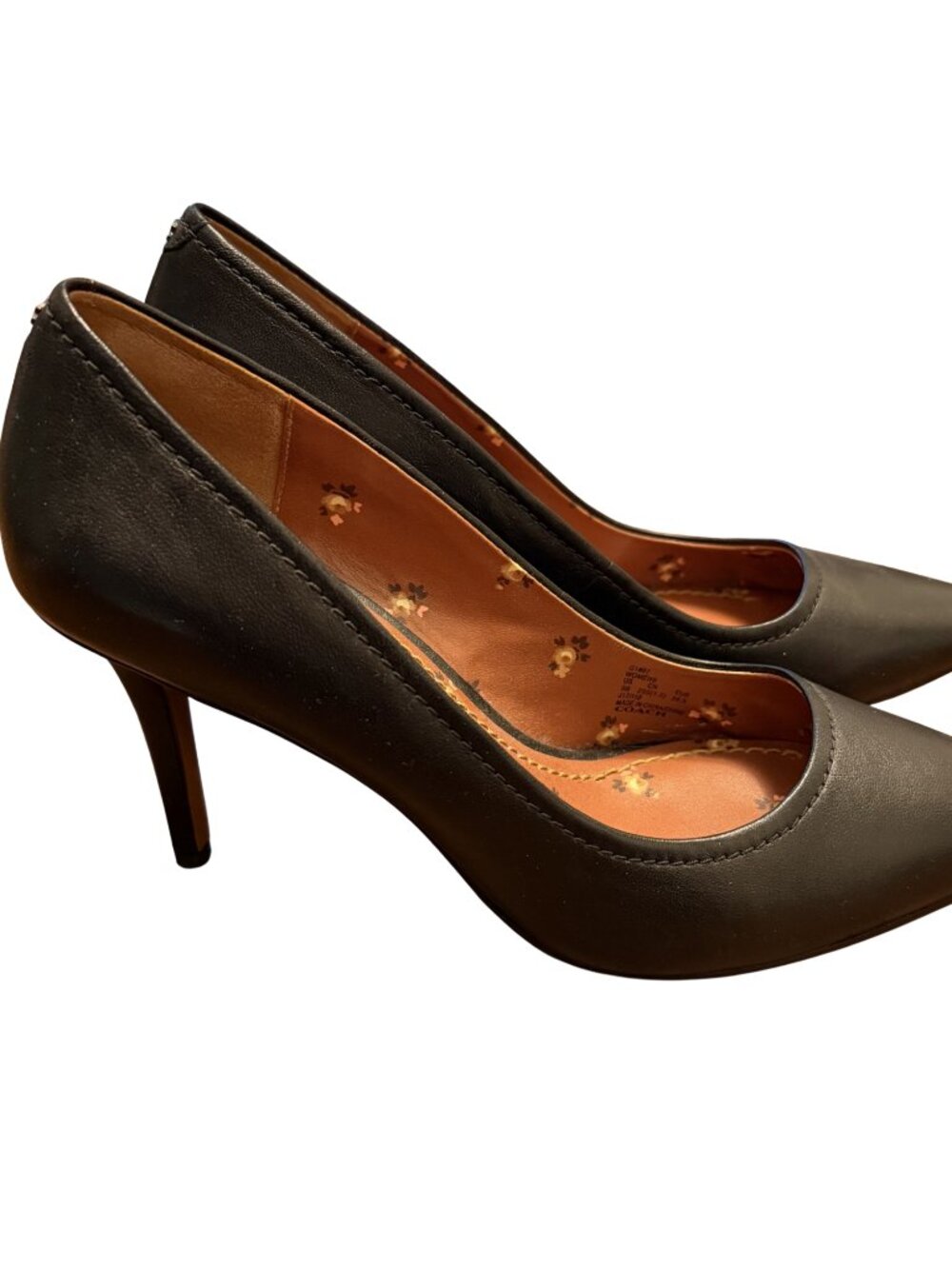 Coach Waverly Black Pointed Toe Stiletto Heels Pumps Classic Leather Size 9 - Picture 2 of 9